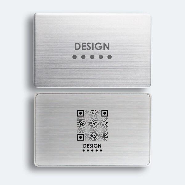 Carte brossé argent gravure DESIGN et QR code