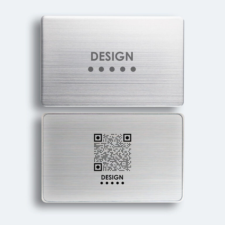 Carte brossé argent gravure DESIGN et QR code