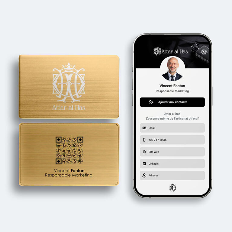 Carte de visite connectée métal doré