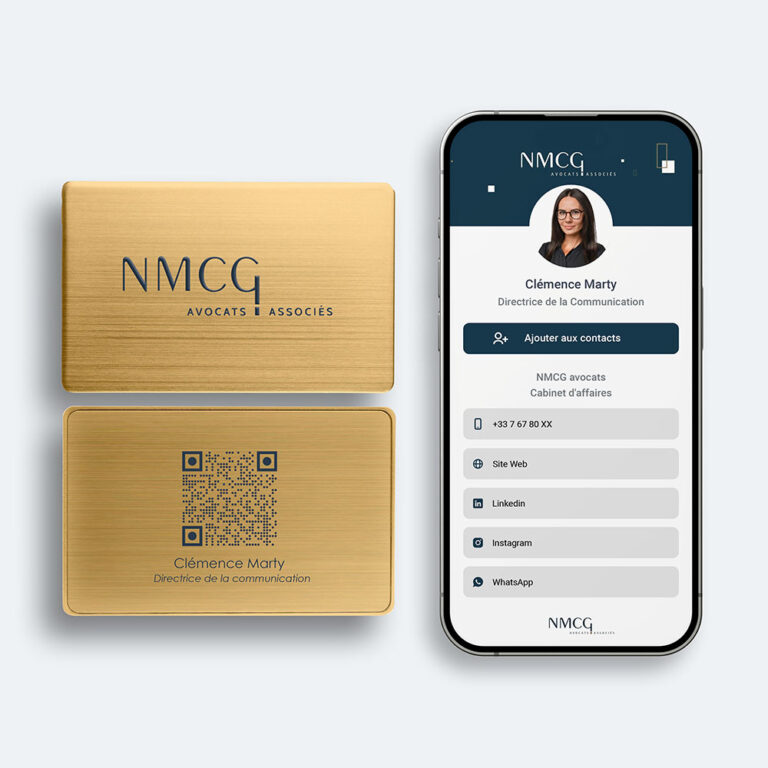 Carte NMCG en métal doré avec profil numérique