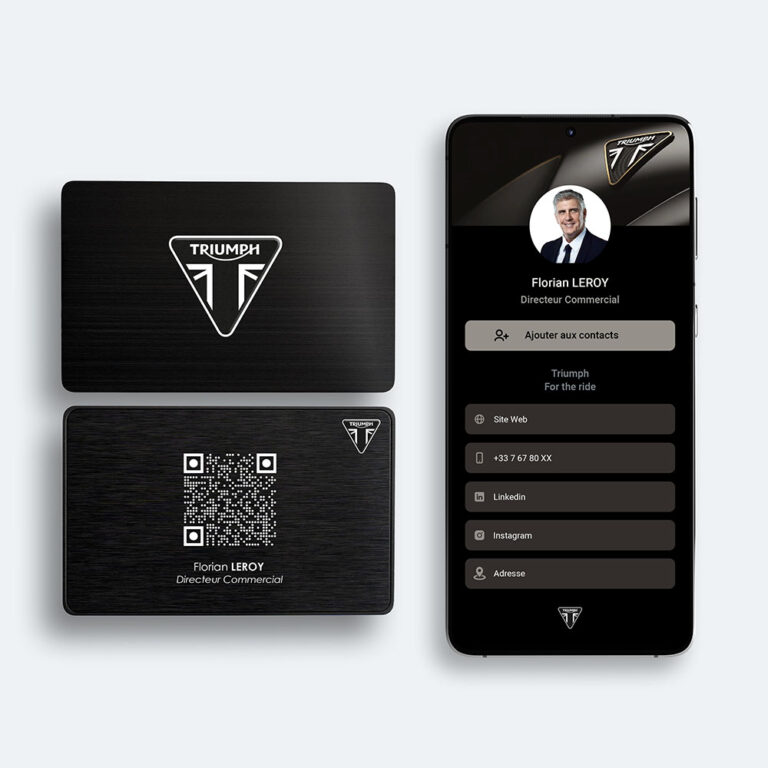 Carte de visite NFC Triumph en métal noir
