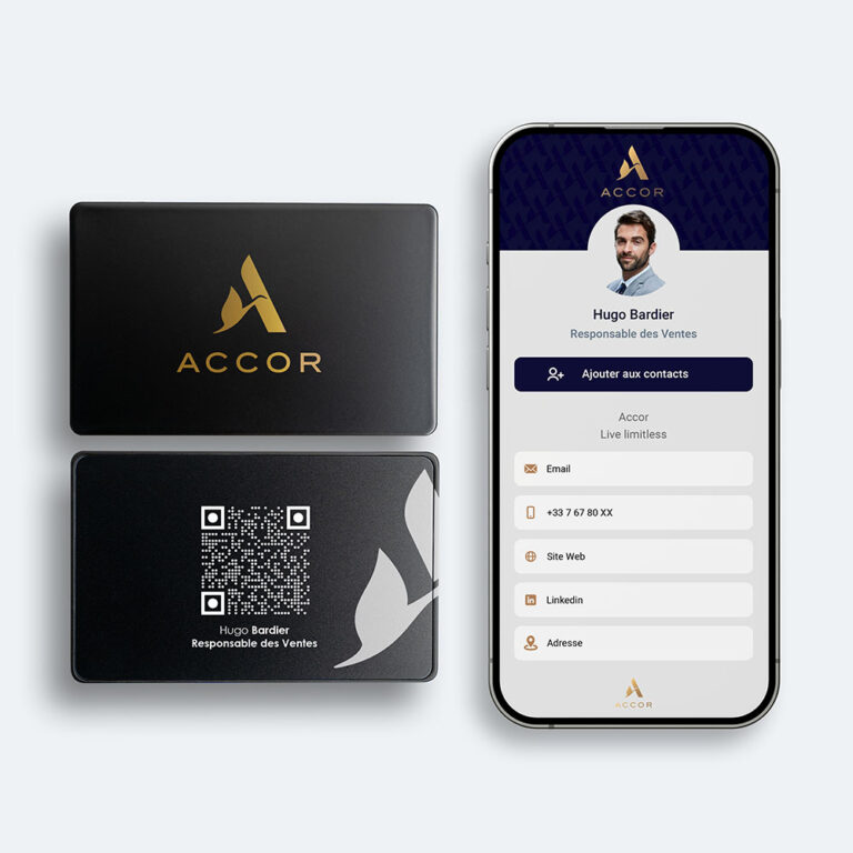 Carte KIPFUL métal mat noir avec QR code Accor