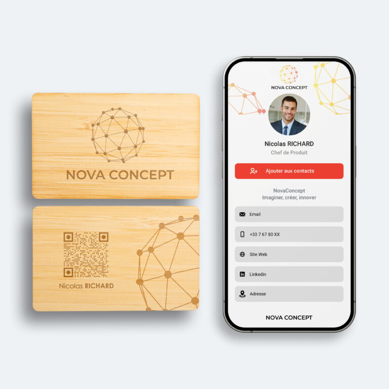 Carte de visite NFC bambou gravé