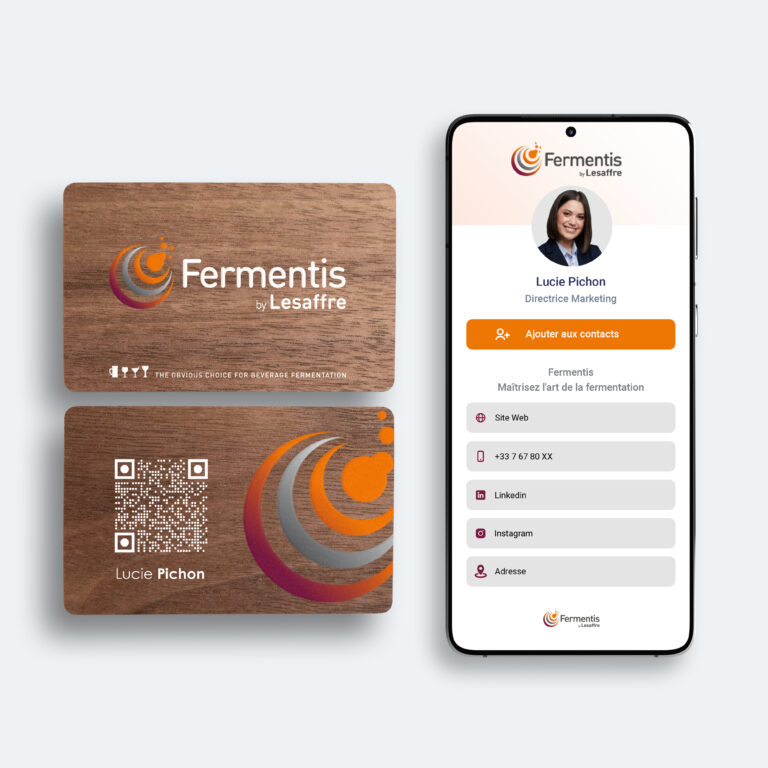 Carte KIPFUL en bois noyer noir avec QR code Fermentis