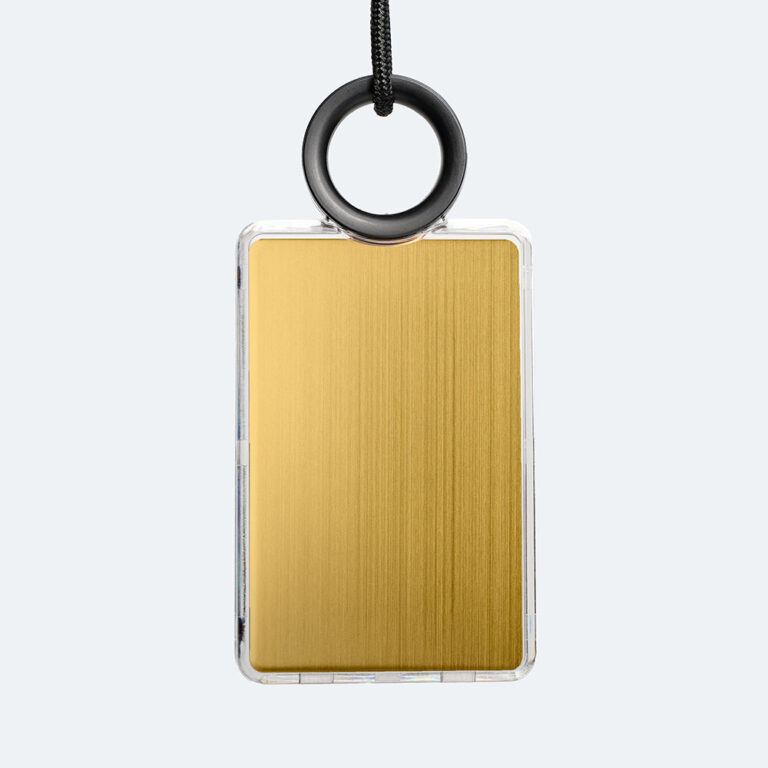 Porte-carte métal doré avec anneau noir