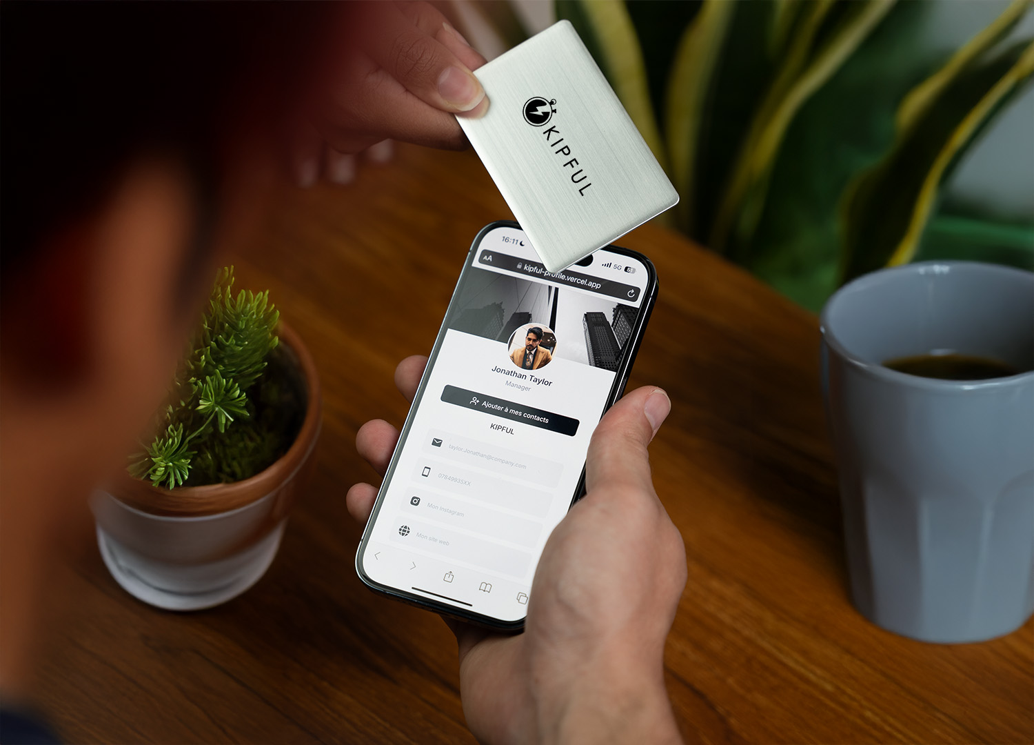 Partage du profil digital KIPFUL via carte NFC et téléphone