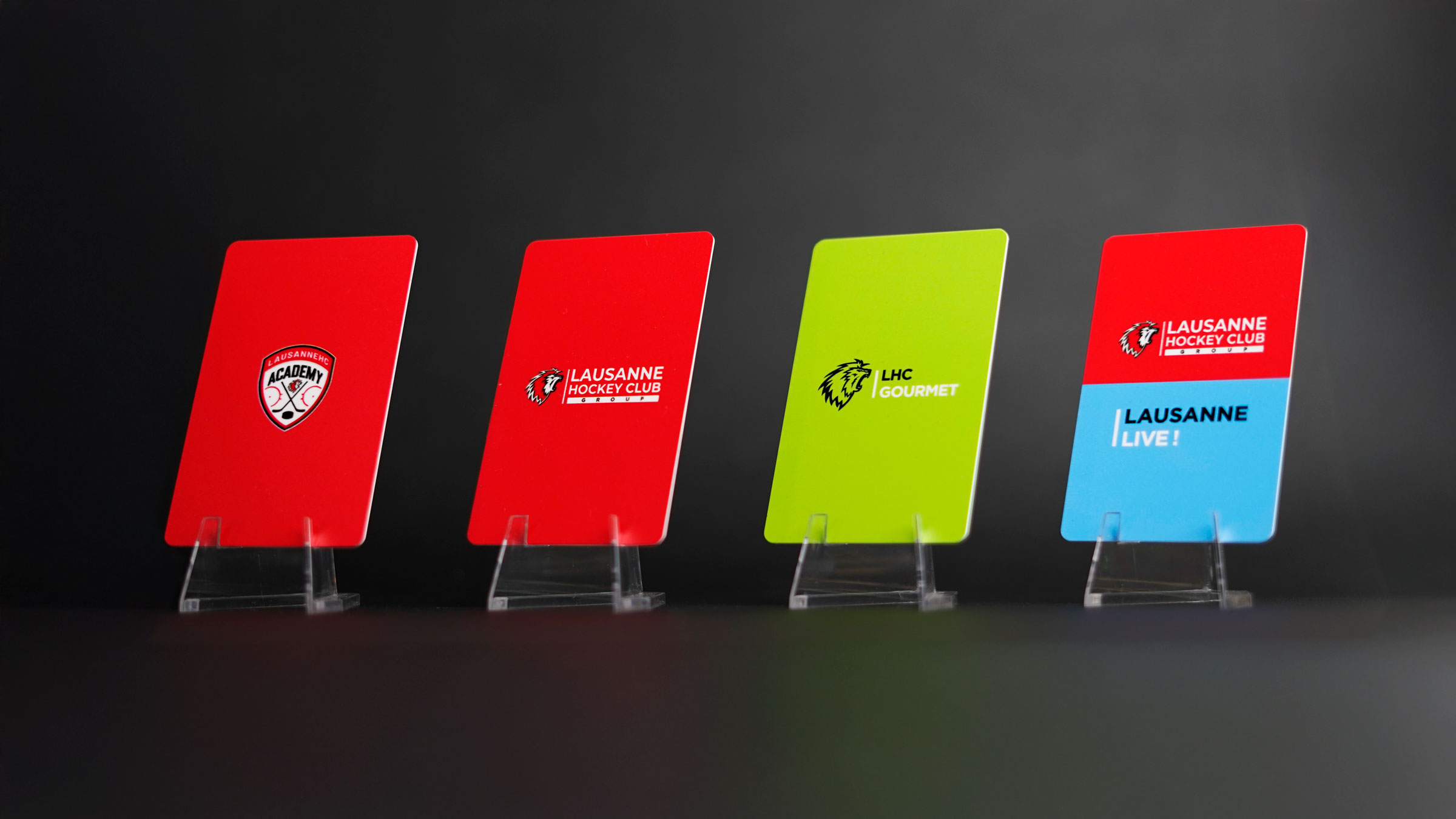 Cartes NFC Lausanne Hockey Club sur support transparent