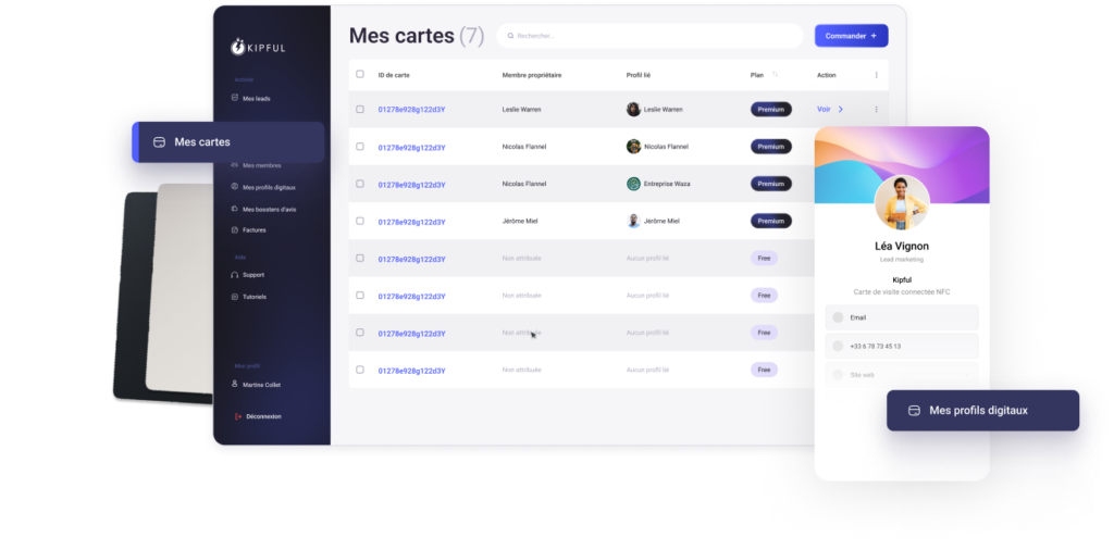 Espace client Kipful avec tableau de bords