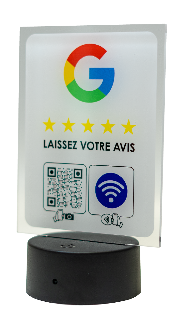 Plaque Google NFC avec socle