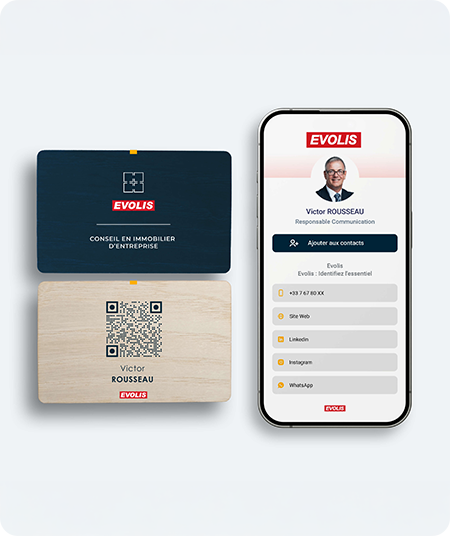 carte de visite connectée profil + carte EVOLIS | KIPFUL